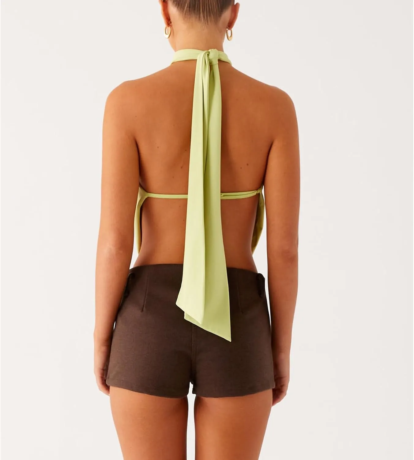 Women Y2k Cowl Halter Neck Floral Going Out Crop Tops Sexy Cut Out Open Back Tie Up Beach Vacation Tank Vest