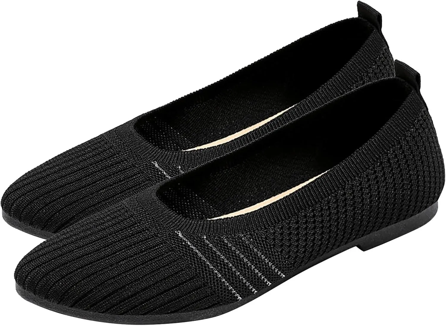 Womens Breathable Summer Flats with Soft Sole Fly Woven Design Comfortable Shoes for Women Compatible with Insoles (3.5 UK Black)