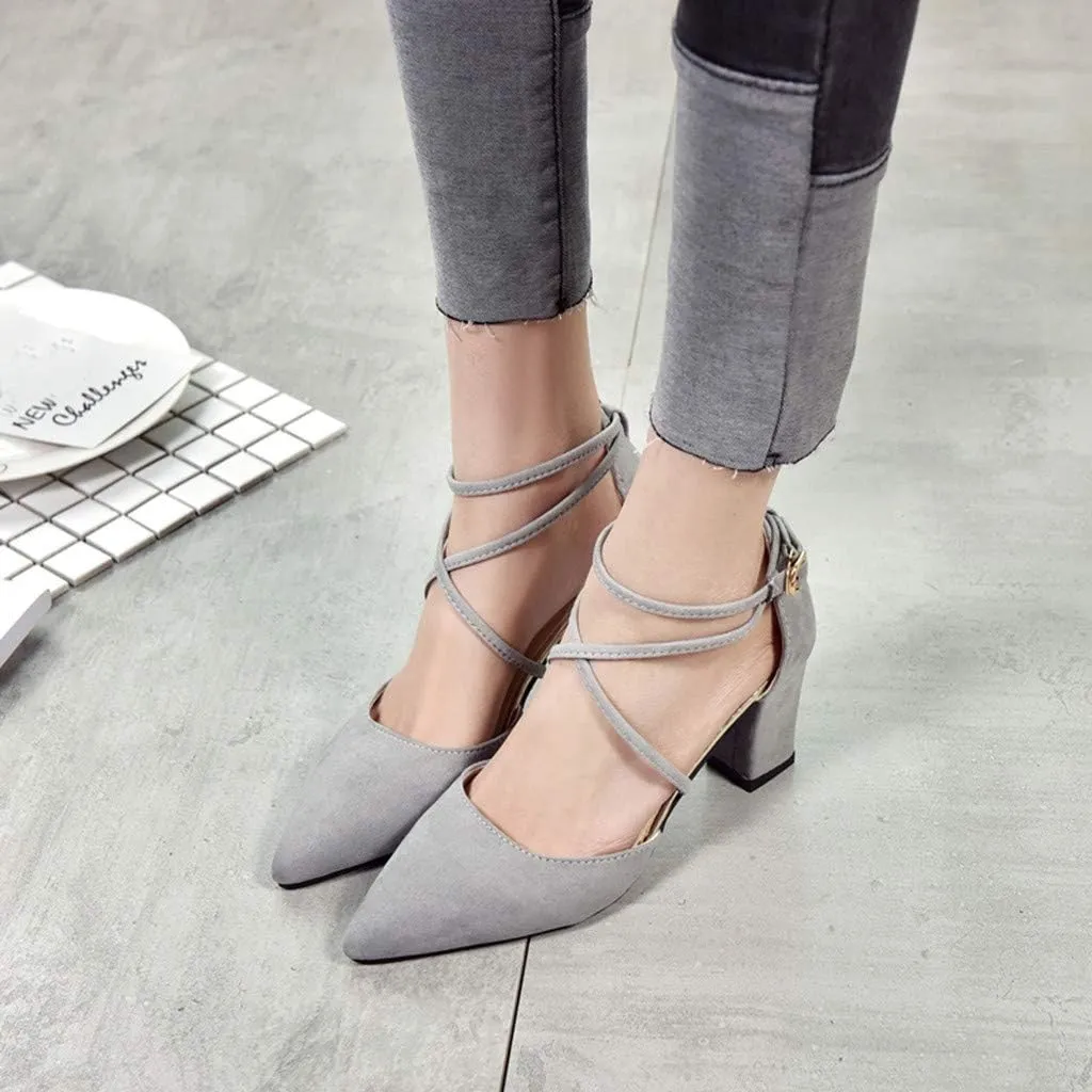 Women's Fashion Casual Pointed Toe Square Heel Wedding Shoes High Heel Sandals Wedges Sandals for Women Dress