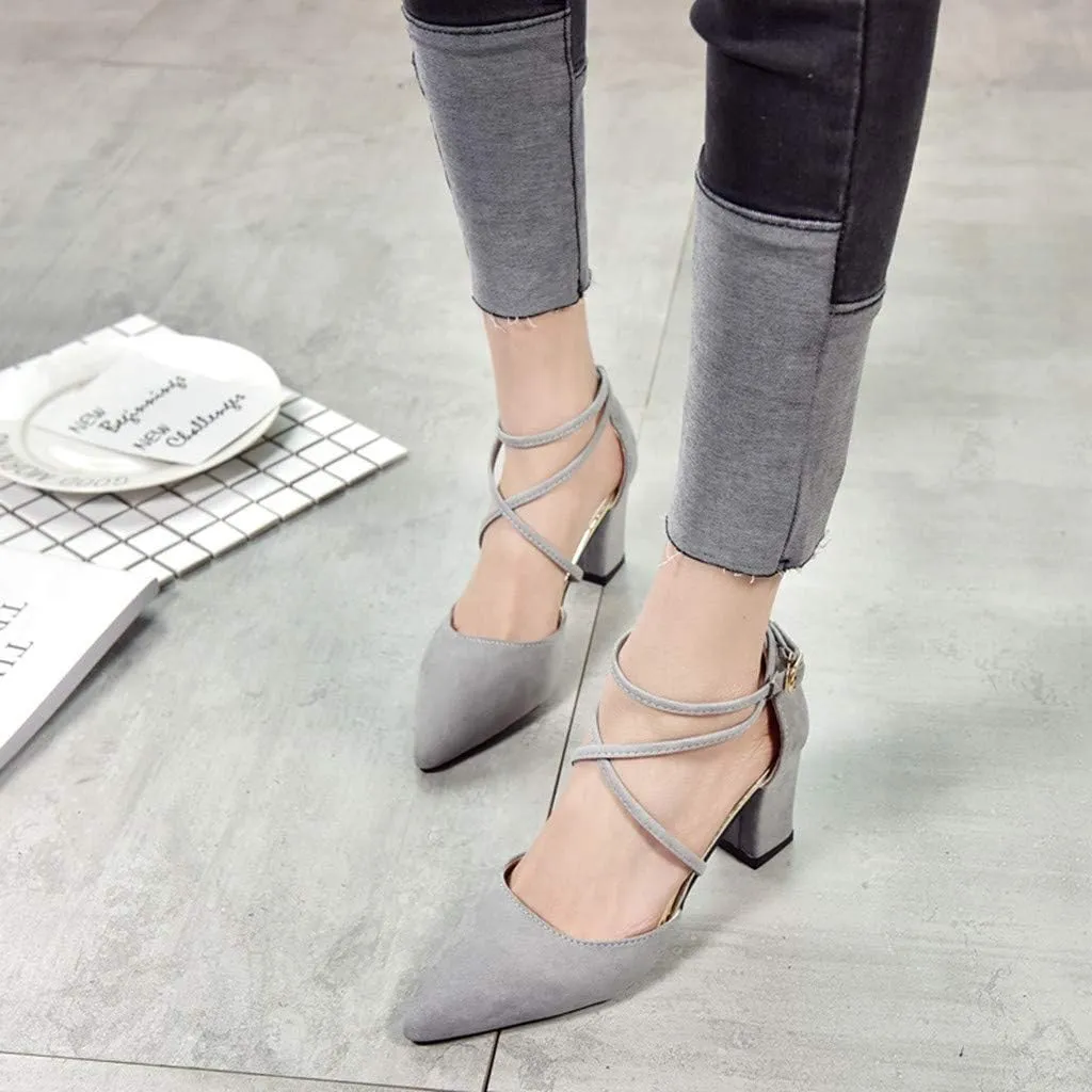 Women's Fashion Casual Pointed Toe Square Heel Wedding Shoes High Heel Sandals Wedges Sandals for Women Dress