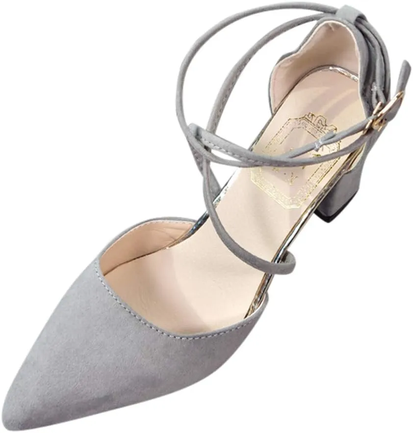 Women's Fashion Casual Pointed Toe Square Heel Wedding Shoes High Heel Sandals Wedges Sandals for Women Dress
