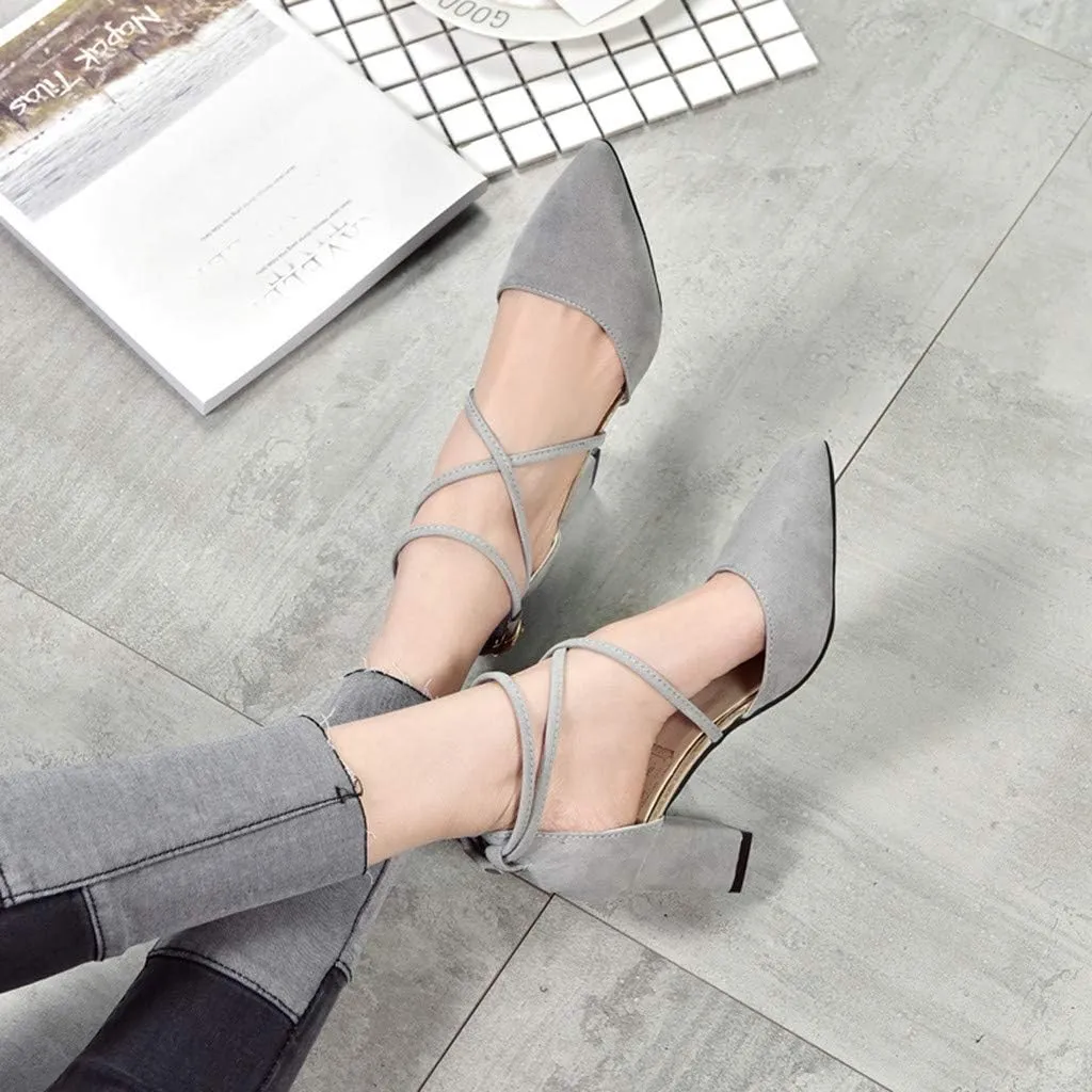 Women's Fashion Casual Pointed Toe Square Heel Wedding Shoes High Heel Sandals Wedges Sandals for Women Dress