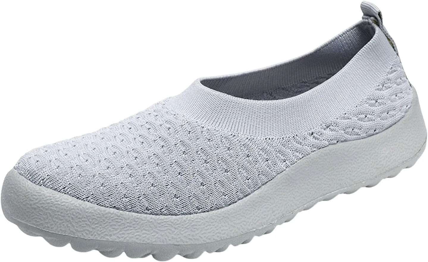 Women's Fashion Summer Women's Sports Shoes, Flat Bottom, Lightweight, Slip On, Plain, Minimalist Style, Fly Woven Mesh (6 UK Gray)