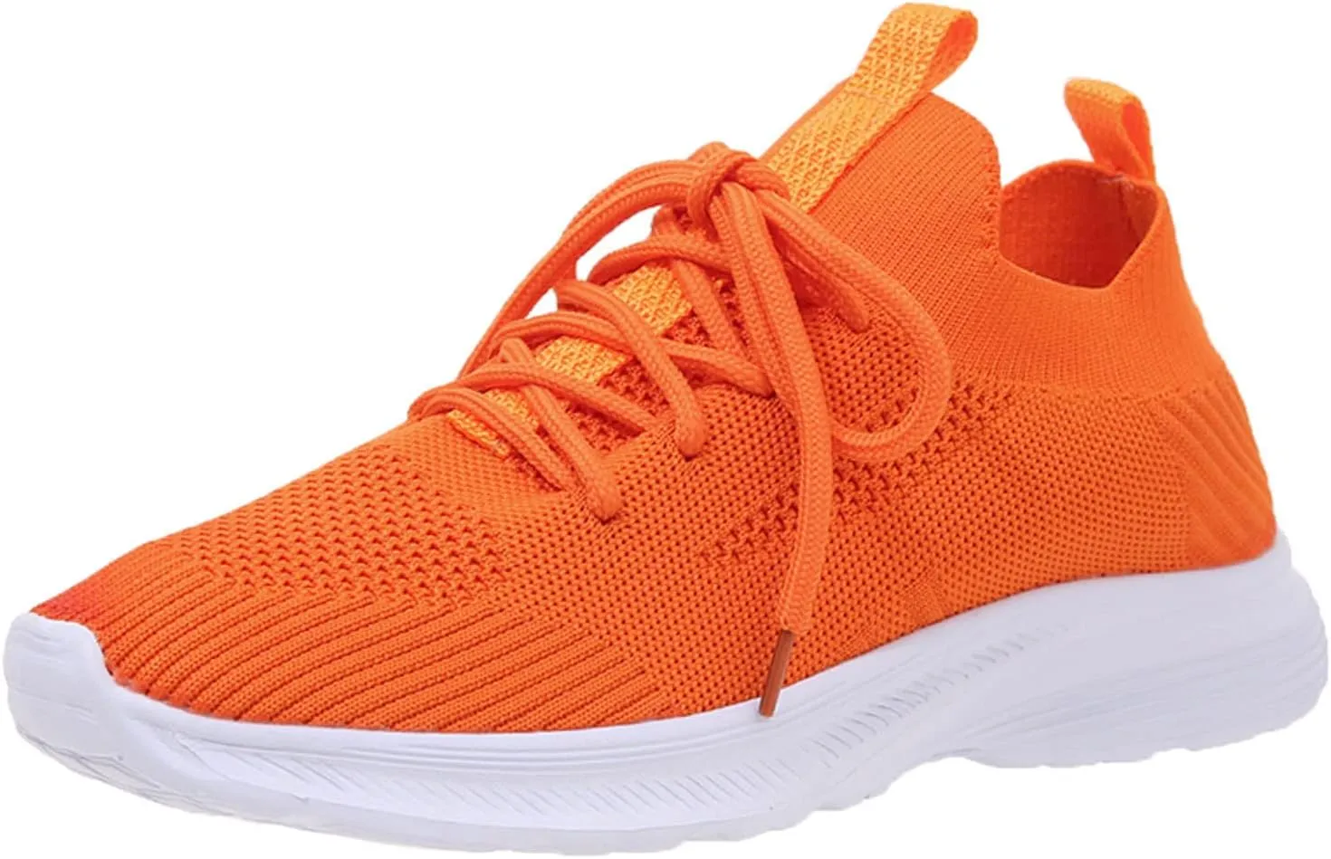 Womens Lightweight Breathable Flat Shoes Stylish Spand Summer Pumps Fashionable Woven Mesh Sports Sneakers Comfortable Red Flats (9 UK Orange)