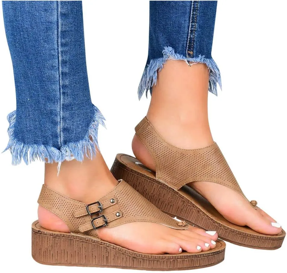 Womens Orthopedic Dressy Summer Sandals Orthopedic Women Shoes Black Silver Wedge Sandals for Women Dressy Comfortable Womens Shoes with Arch Support Chunky Heel Sandals Platform Wedge Sandals