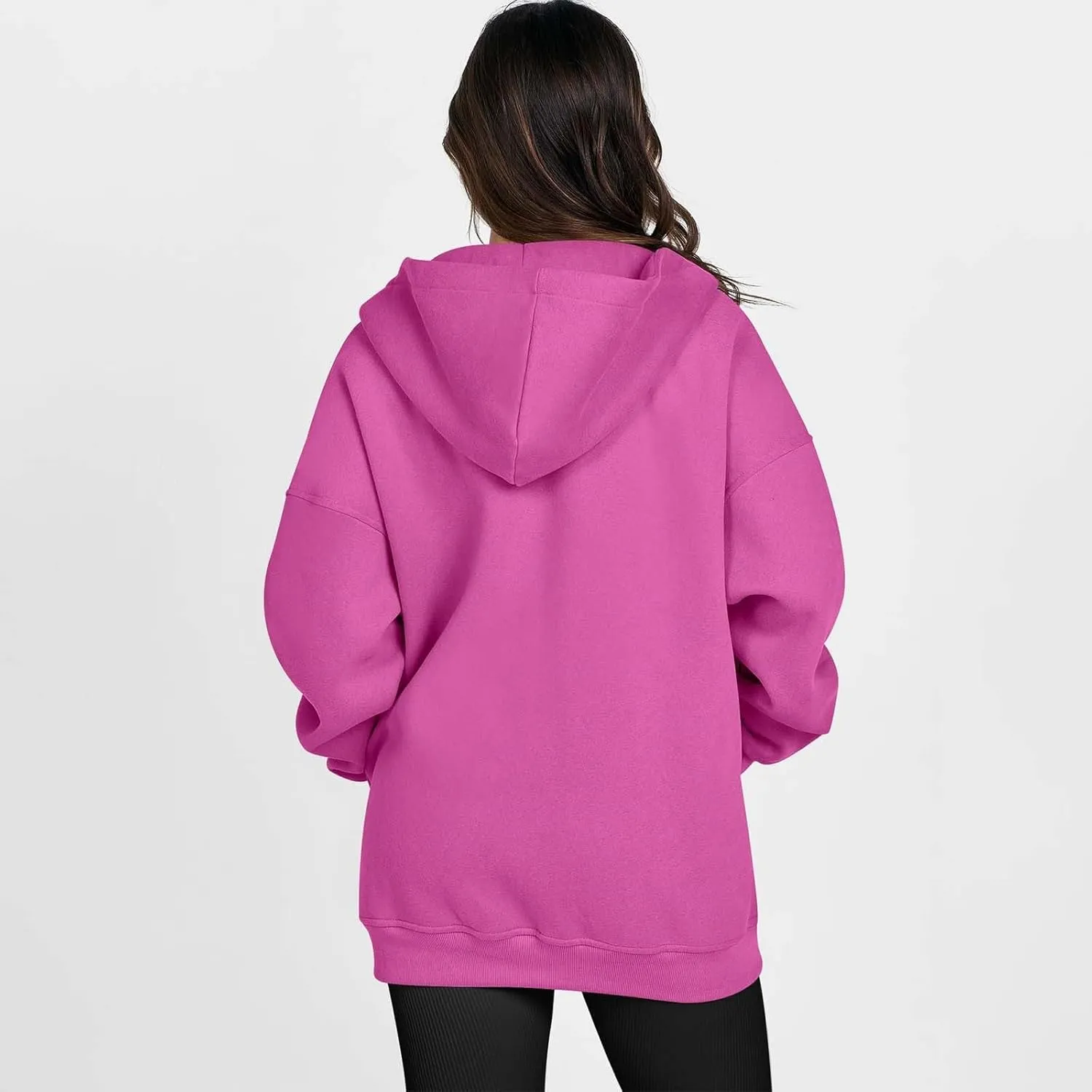 Women's Oversized Zip Up Hoodies Fleece Jacket Casual 2024 Fall Winter Hooded Sweatshirts Drawstring Y2K Hoodie