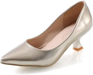 Women's PU Leather Candy Color Pointed Toe Sexy Formal Working Pumps,Middle Heels Comfortable Office Ladies Walking Wedding Pump Shoes
