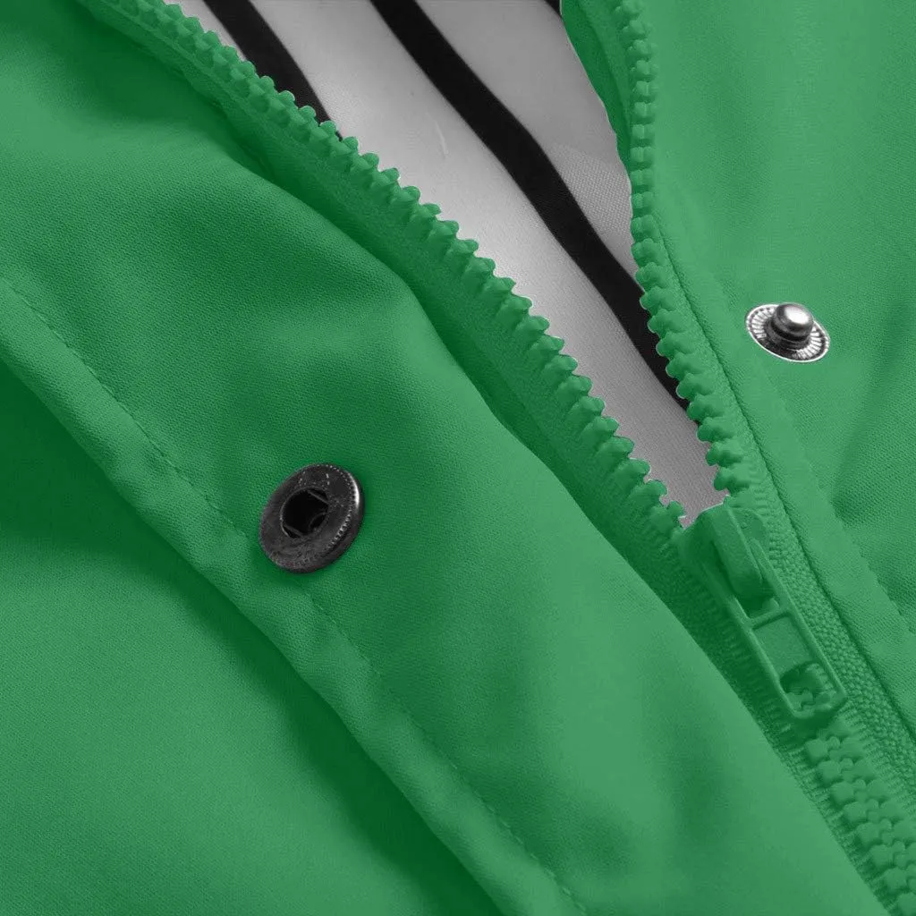 Womens Rain Jacket with Hood Fall Winter Jacket Sports Trench Jacket Solid Zip Up Windbreaker Drawstring Parka