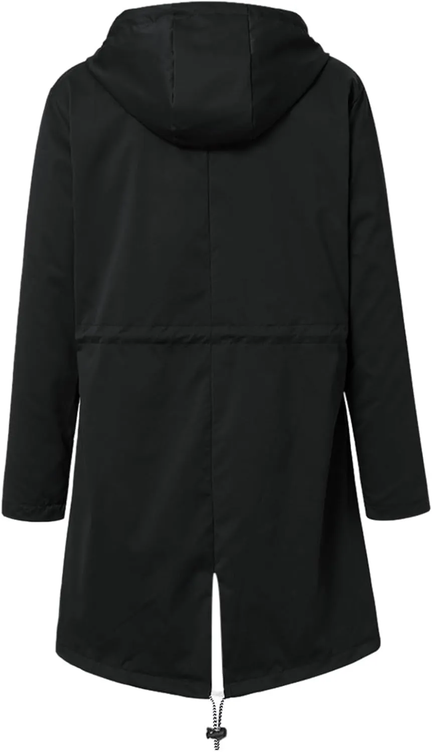 Womens Rain Jacket With Hood Lightweight Long Sleeve Windbreaker Zip Up Drawstring Raincoat With Pockets Cozy