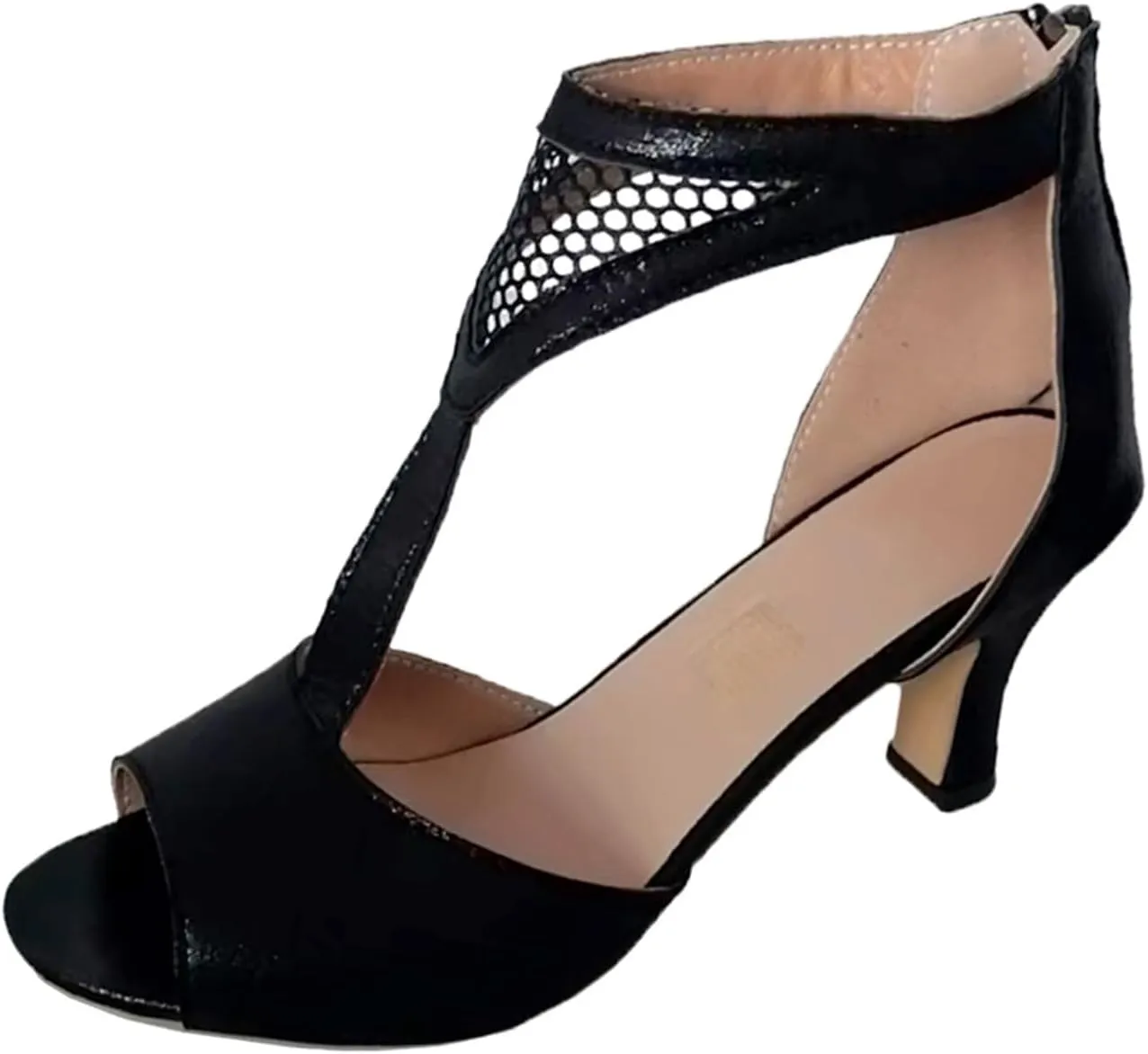 Womens Sandals Fashion Mid Heel Shoes Open Toe Pumps Heel Sandals Breathable Mesh Sandals Vacation Sandals