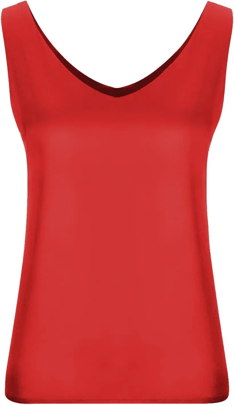 Womens Satin Tank Tops Dressy V Neck Cami Casual Sleeveless Silk Camisole Blouses Summer Basic Comfy Tank Shirt