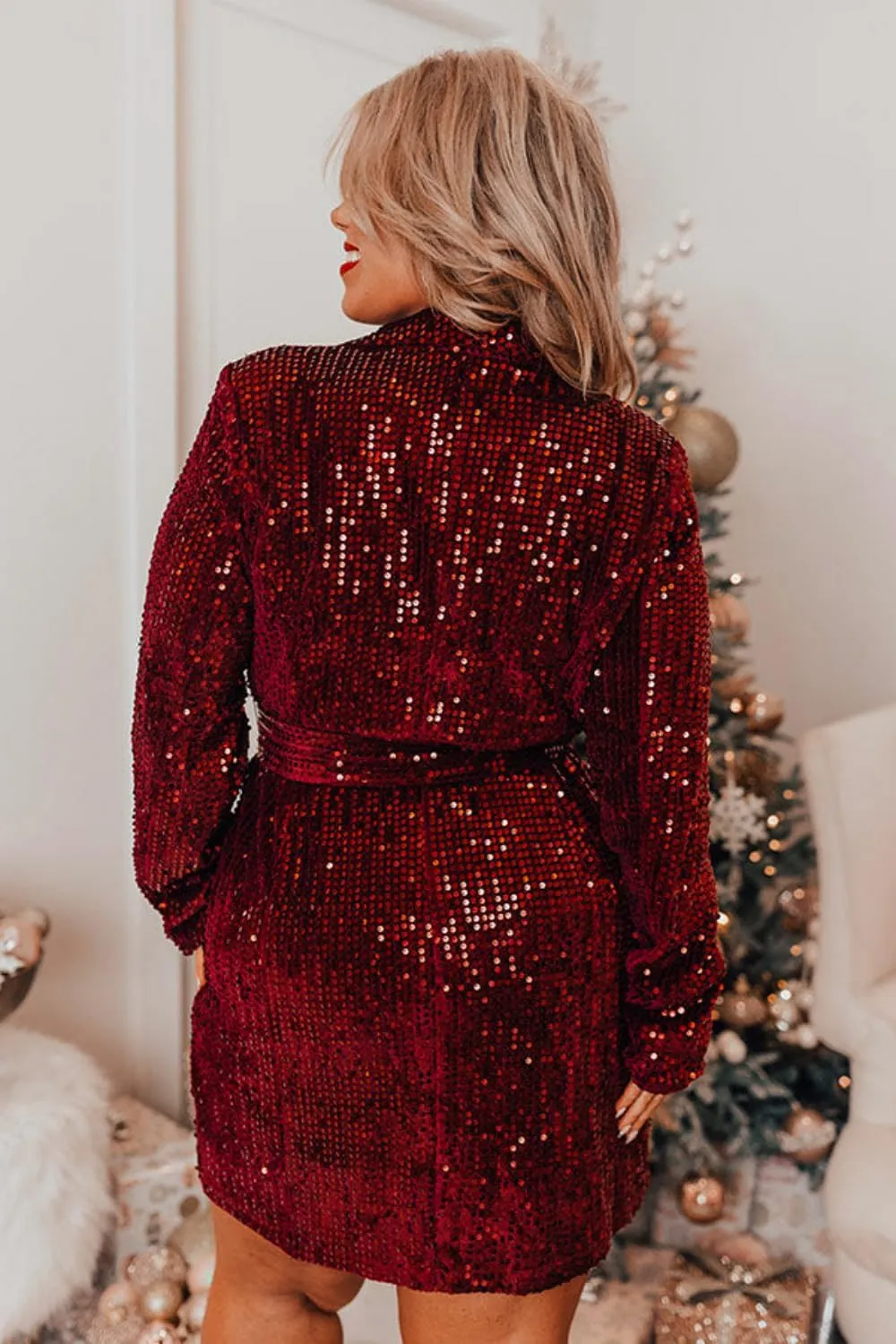 Womens Sexy Deep V Cocktail Dress Sparkly Sequin Blazer A Line Button Down Dress
