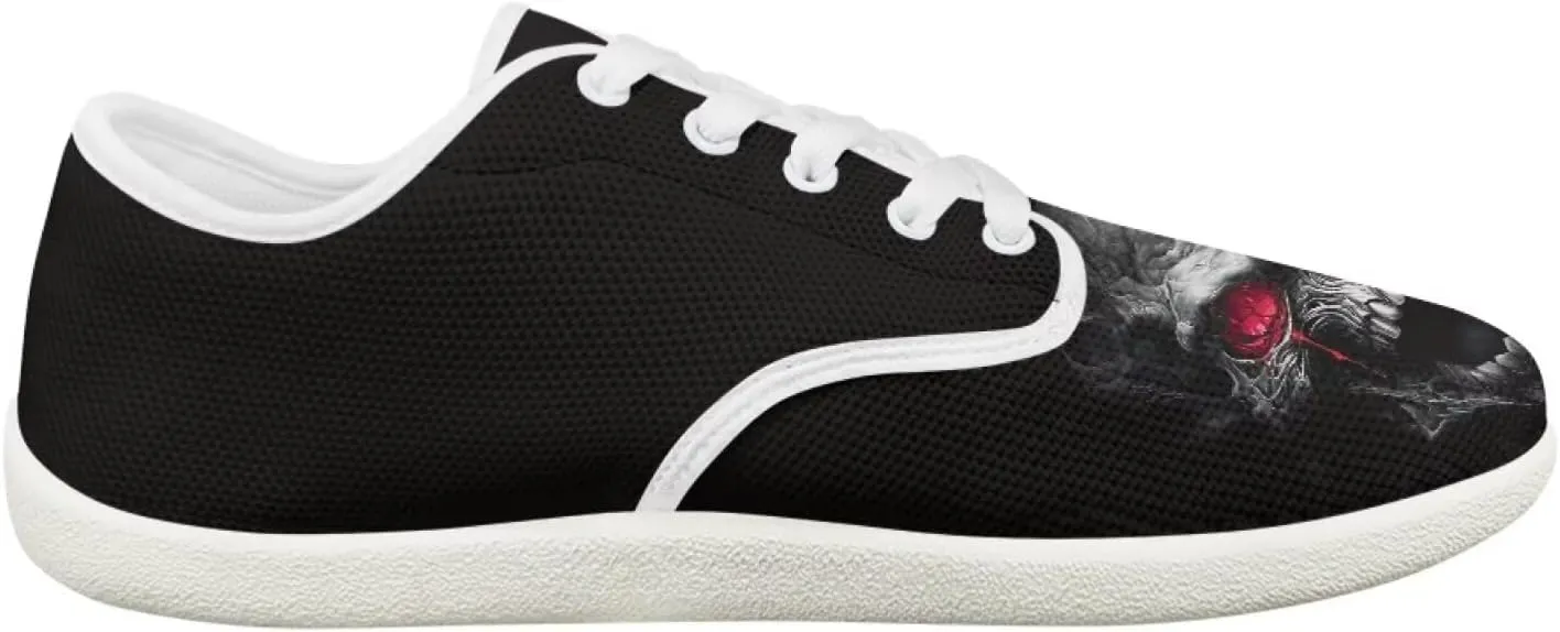 Women's Skull Athletic Barefoot Sneaker Walking Leisure Shoes Lace-up Tennis Running Sneakers