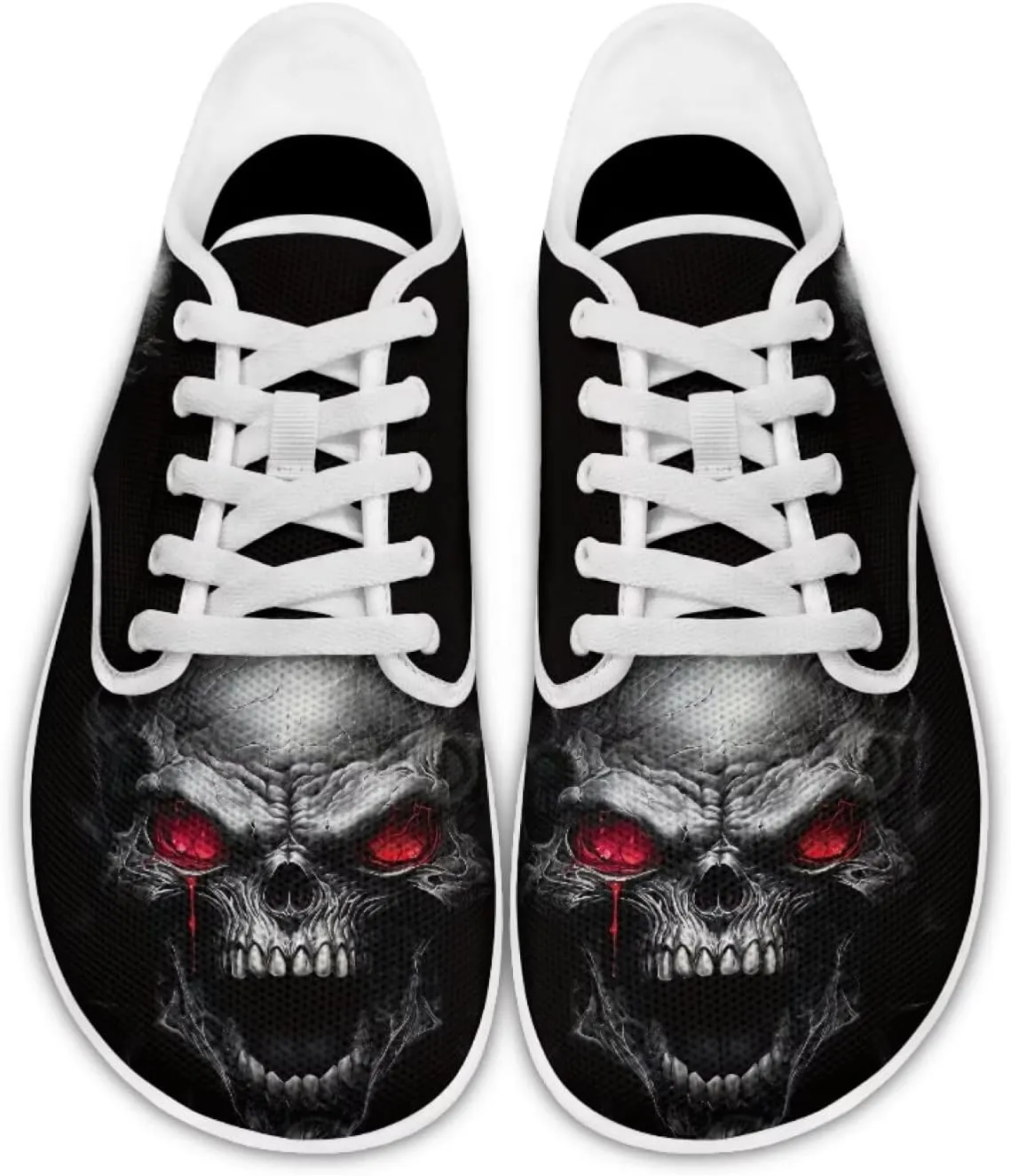 Women's Skull Athletic Barefoot Sneaker Walking Leisure Shoes Lace-up Tennis Running Sneakers
