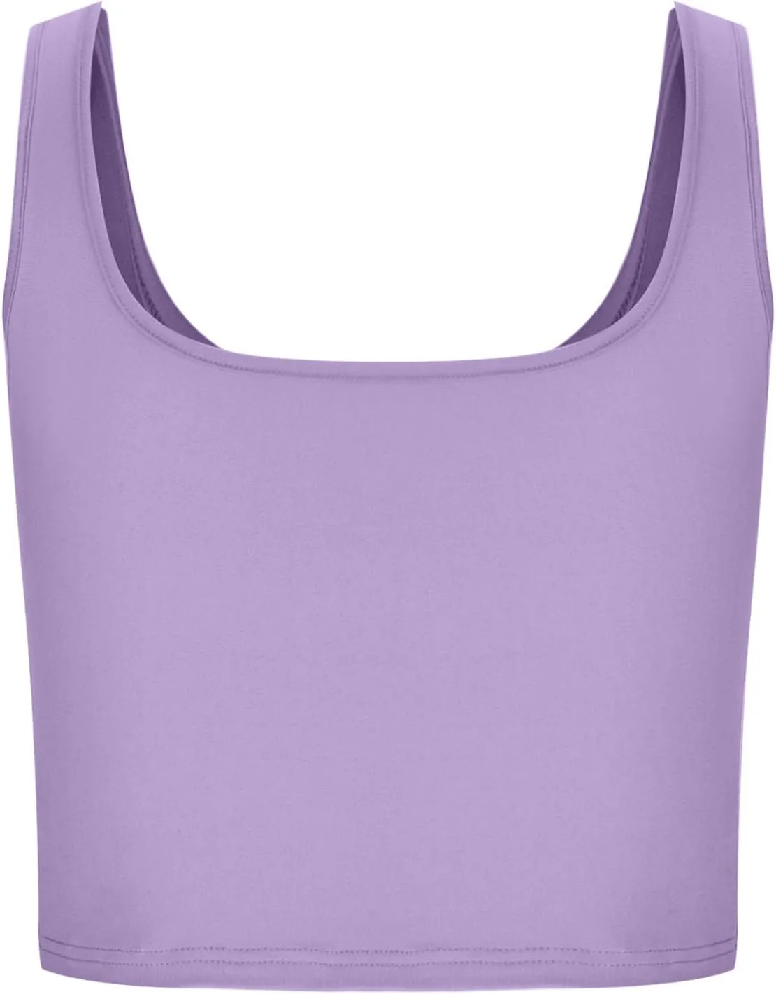 Women's Sleeveless Square Neck Sports Tank, Summer Elastic Slim Fit Athletic Workout Crop Cami Comfy Breathable Tops