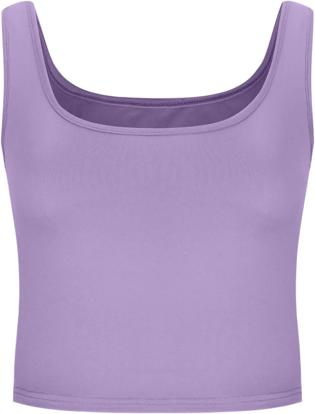 Women's Sleeveless Square Neck Sports Tank, Summer Elastic Slim Fit Athletic Workout Crop Cami Comfy Breathable Tops