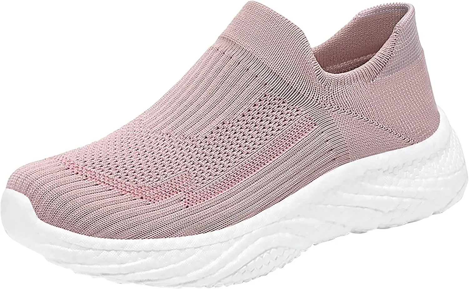 Women's Slip On Shoes Size 40 Breathable Woven Walking Sneakers with Foam Cushioning Footwear (6.5 UK Soft red)