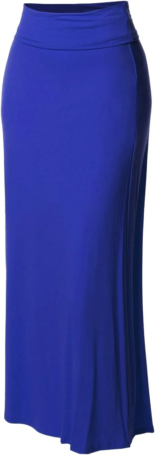 Women's Stylish Fold Over Flare Long Maxi Skirt