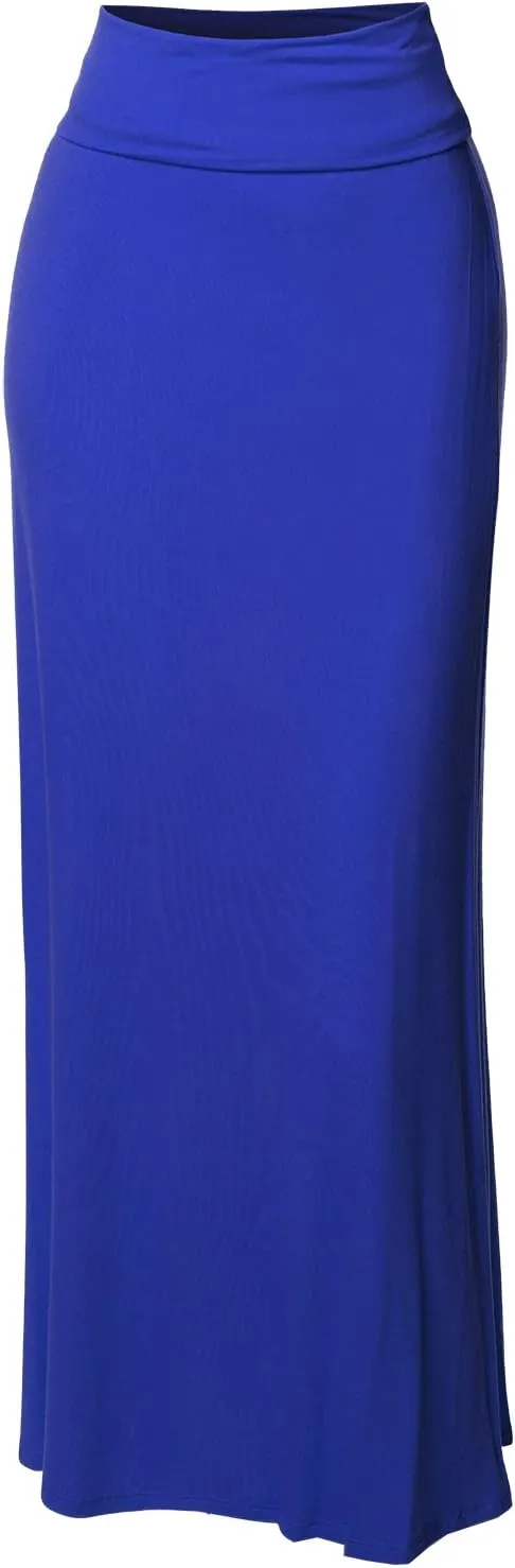 Women's Stylish Fold Over Flare Long Maxi Skirt