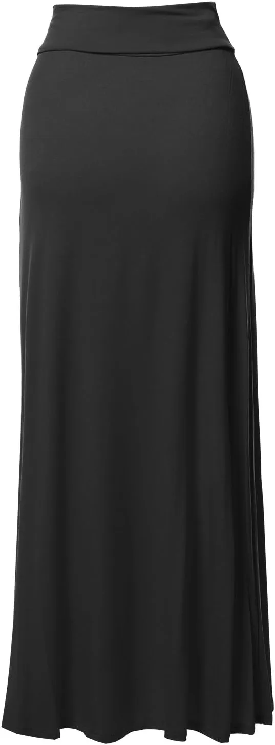 Women's Stylish Fold Over Flare Long Maxi Skirt