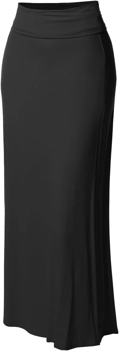 Women's Stylish Fold Over Flare Long Maxi Skirt