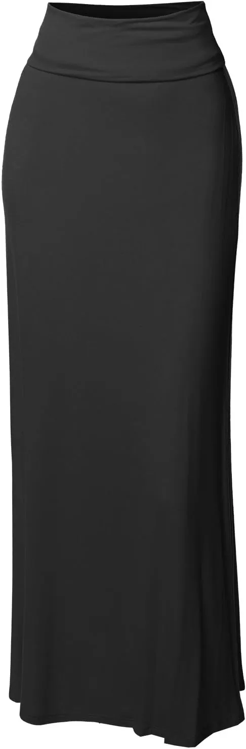 Women's Stylish Fold Over Flare Long Maxi Skirt
