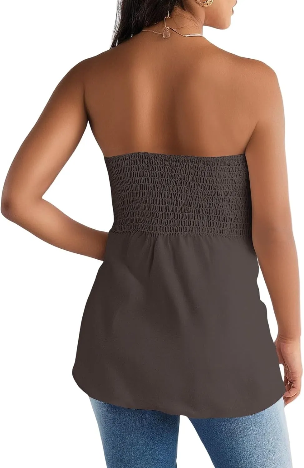 Womens Tube Tops Summer Strapless Bandeau Tank Casual Loose Tunic Sleeveless Shirts Off the Shoulder Flowy Blouses