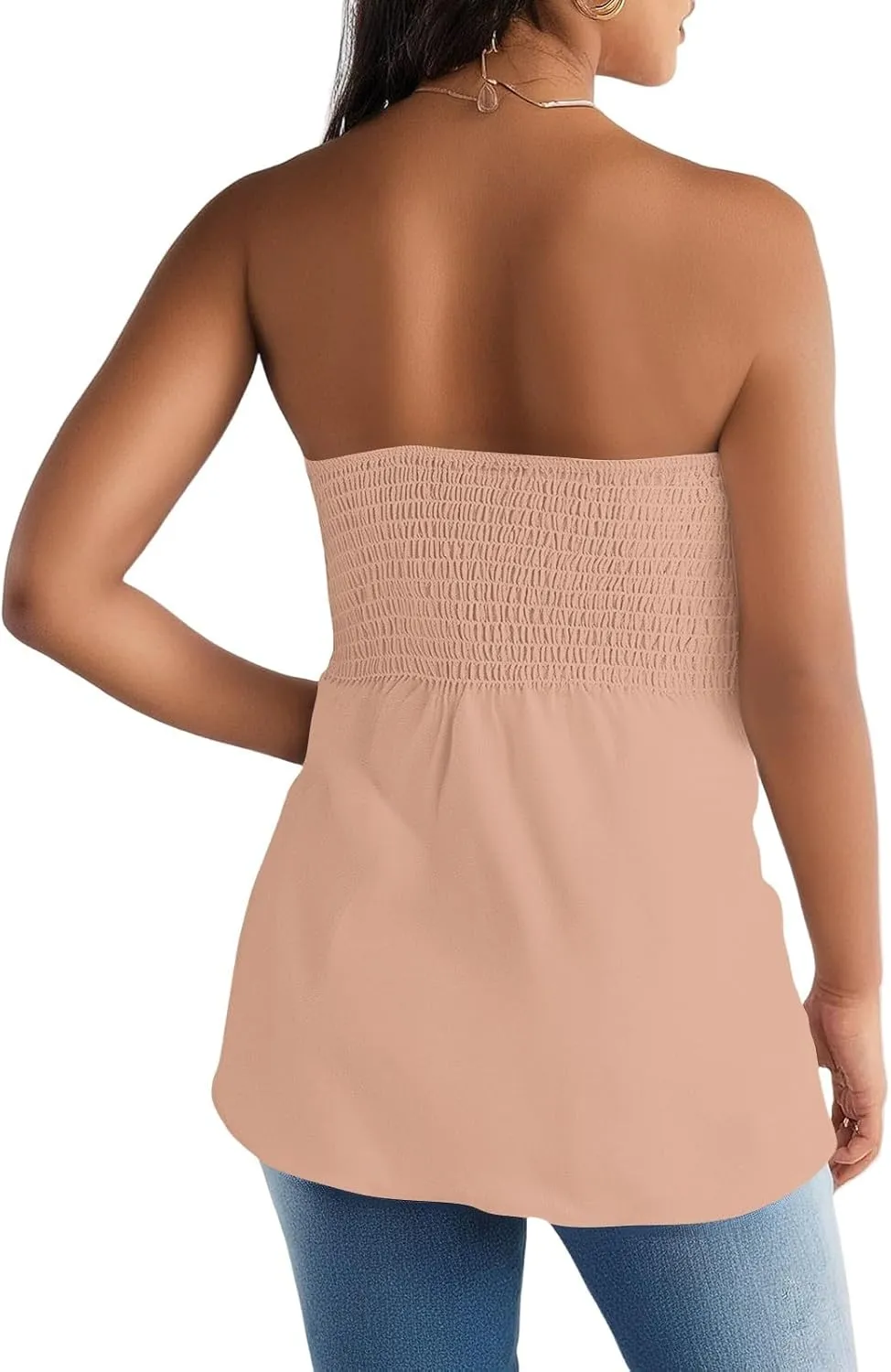 Womens Tube Tops Summer Strapless Bandeau Tank Casual Loose Tunic Sleeveless Shirts Off the Shoulder Flowy Blouses