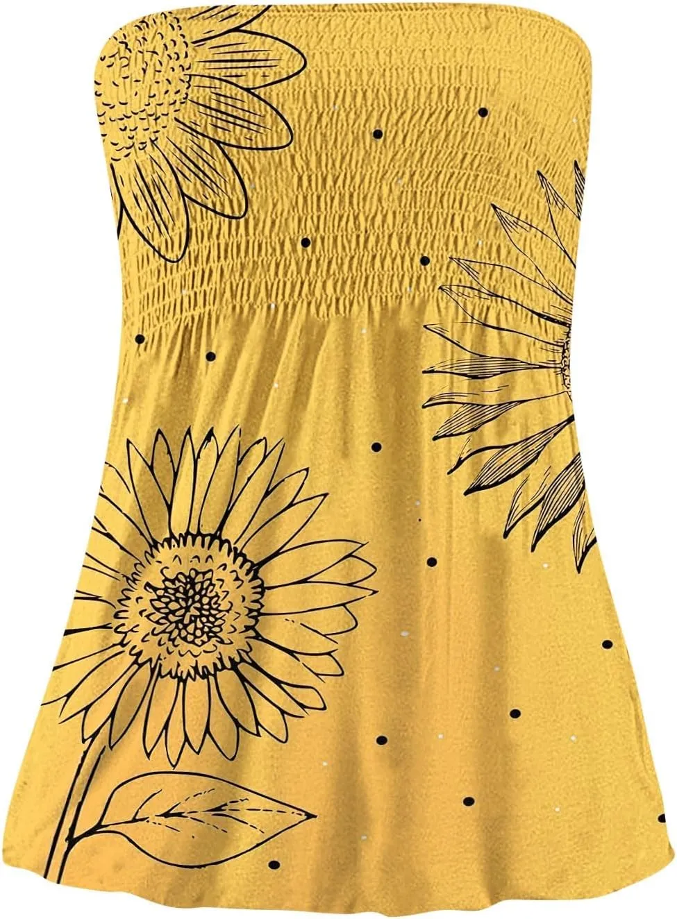 Womens Tube Tops Summer Strapless Bandeau Tank Casual Loose Tunic Sleeveless Shirts Off the Shoulder Flowy Blouses
