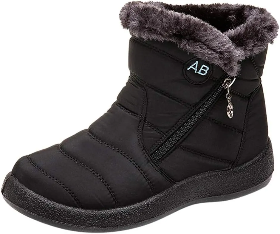 Womens Winter Snow Boots Waterproof Black Ankle Snow Boots for Women Snow Boots Womens Slip on Womens Tall Rubber Boots Waterproof Womens Winter Ankle Boots Wide