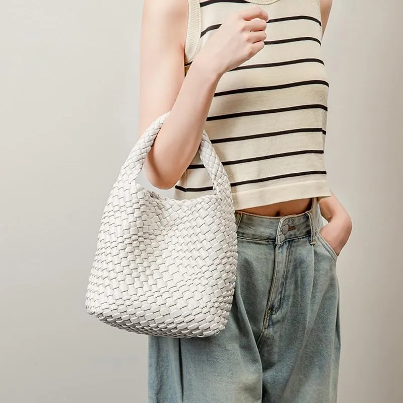Woven Shoulder Bag for Women Leather Braided Purse Woven Bucket Bag Weave Hobo Womens Purse and Wallet set