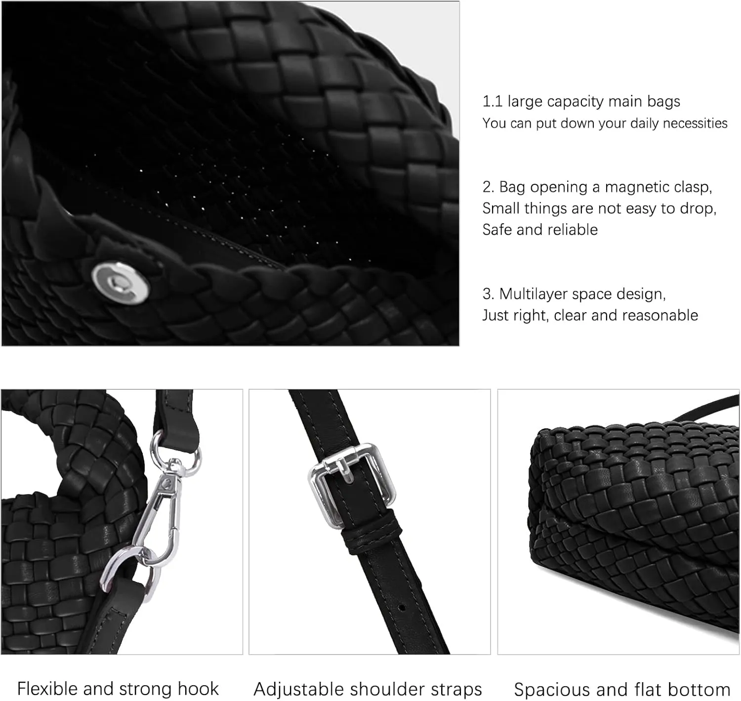 Woven Tote Bag for Women Soft Leather Tote Handbags Fashion Woven Shoulder Bag for Women DailyShopping