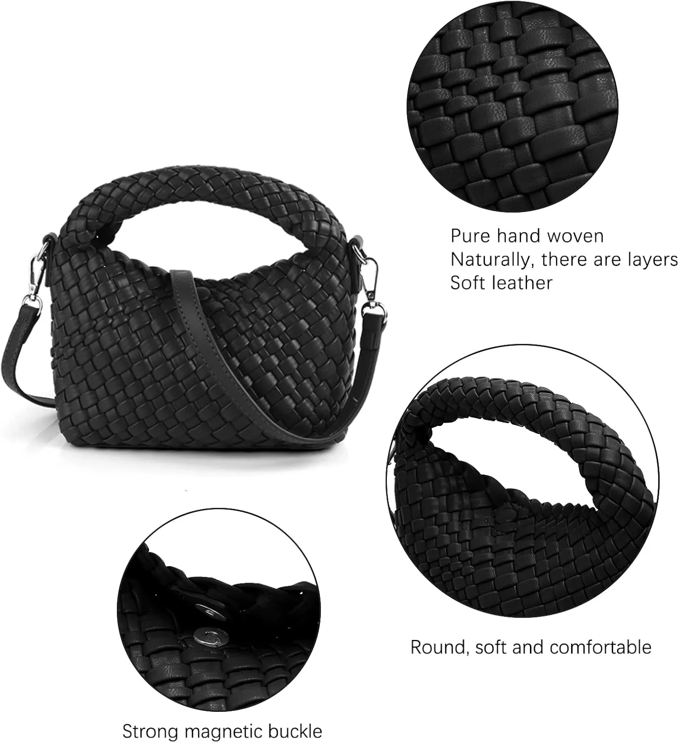Woven Tote Bag for Women Soft Leather Tote Handbags Fashion Woven Shoulder Bag for Women DailyShopping