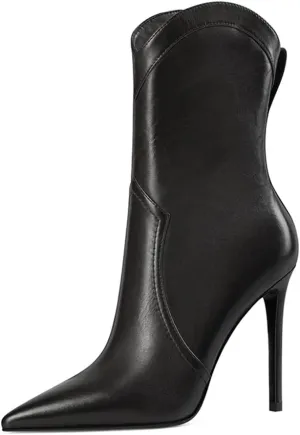 XYD Women's Closed Pointed Toe Cut Ankle Booties Side Zip Up Stiletto Heels Short Boots Smooth Leather Waterproof Vocation Lady Classic Dressy Fashion Shoes
