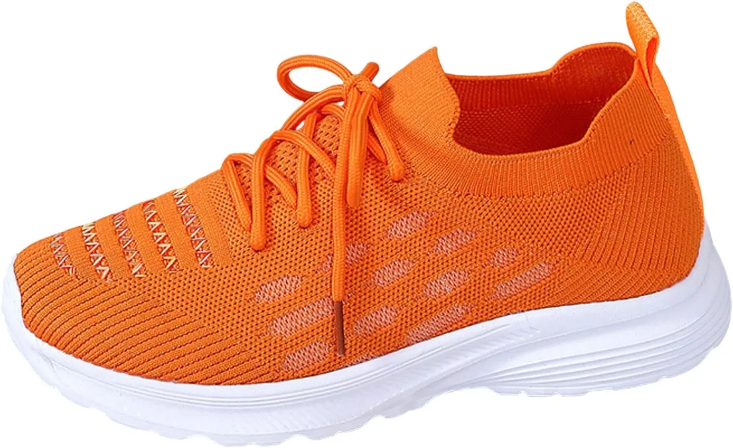Yellow Women's SpSummer Sports Shoes Flat Bottom Lightweight Bow Tie Woven Mesh Breathable Embroidered Stripes Comfortable Clinic Shoes Women 37 (4 UK Orange)