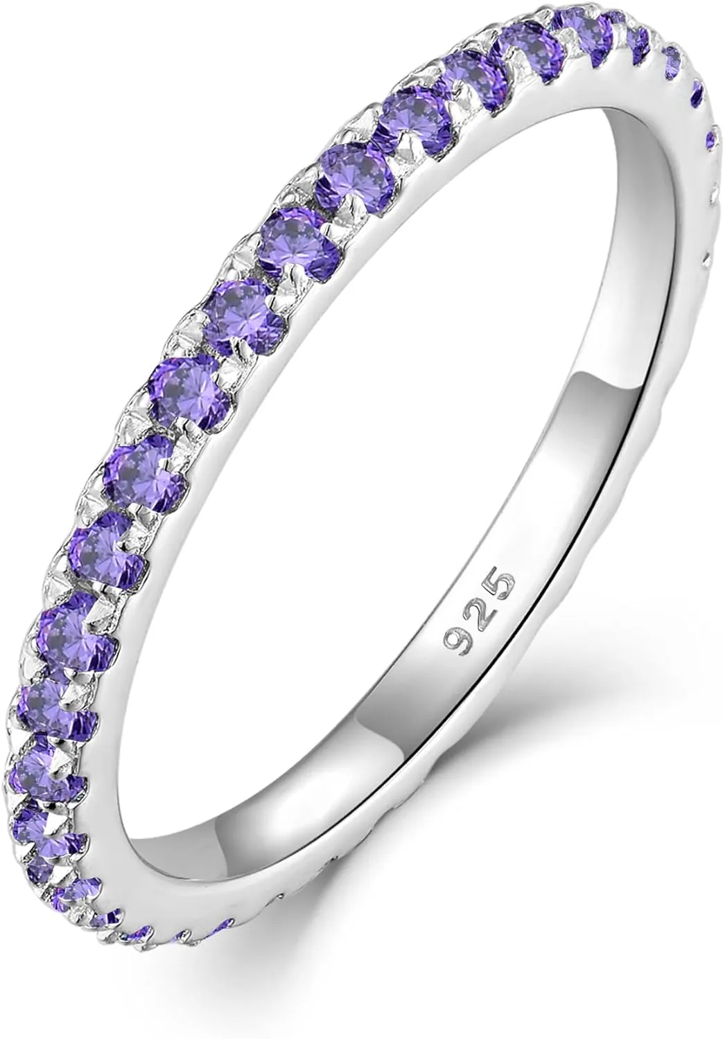 YL Stackable Ring 925 Sterling Silver Stacked Rings 1.5mm Birthstone Eternity Bands for Women