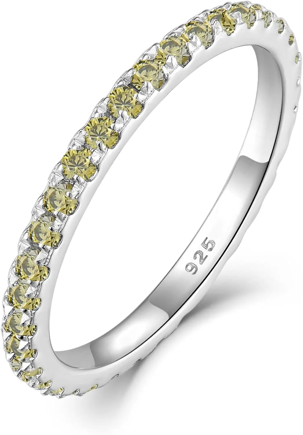 YL Stackable Ring 925 Sterling Silver Stacked Rings 1.5mm Birthstone Eternity Bands for Women