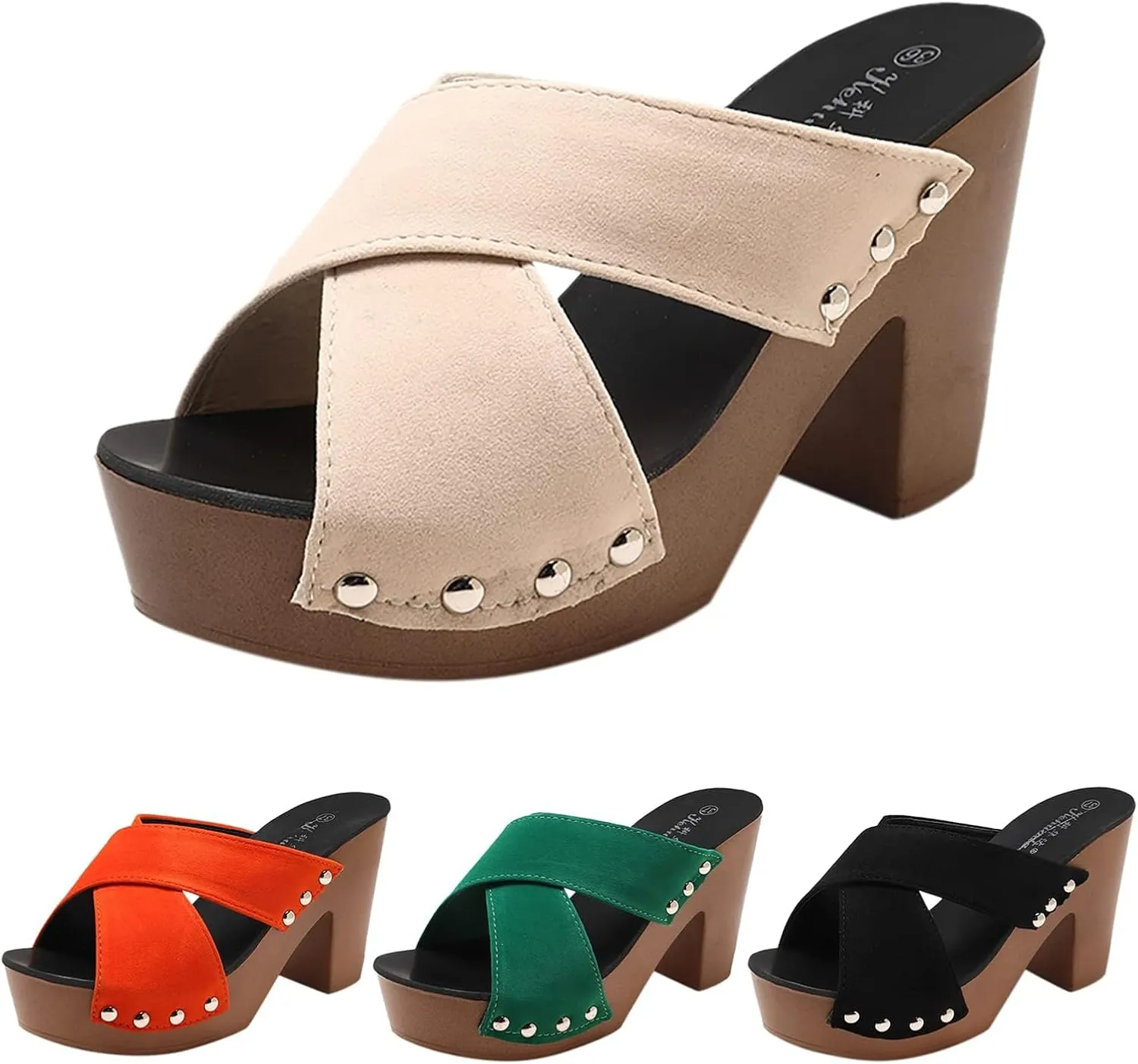 ZHOUYF Women High Heel Sandals Fashion Open Toe Chunky Heel Sandals Ankle Strap Roman Block Heel Sandals High Heel Shoes