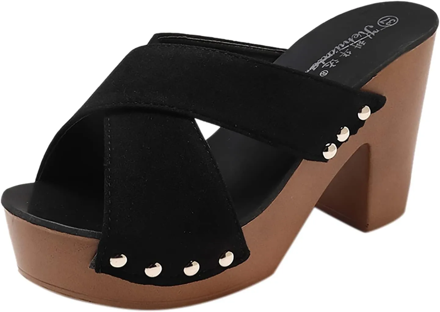 ZHOUYF Women High Heel Sandals Fashion Open Toe Chunky Heel Sandals Ankle Strap Roman Block Heel Sandals High Heel Shoes