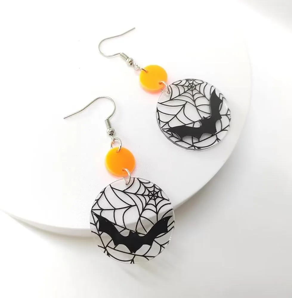 Zian Halloween Earrings Bat Spider Web Earrings Acrylic Gothic Earrings Animal Earrings Halloween Jewelry