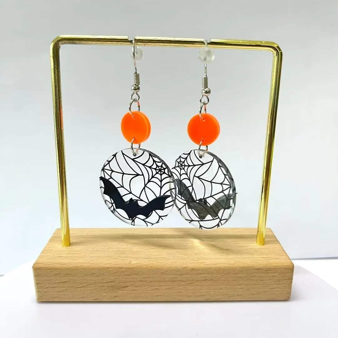 Zian Halloween Earrings Bat Spider Web Earrings Acrylic Gothic Earrings Animal Earrings Halloween Jewelry