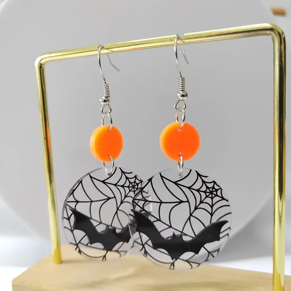 Zian Halloween Earrings Bat Spider Web Earrings Acrylic Gothic Earrings Animal Earrings Halloween Jewelry