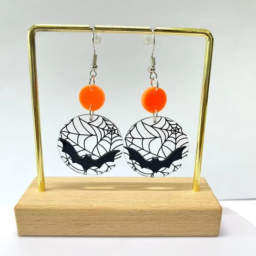 Zian Halloween Earrings Bat Spider Web Earrings Acrylic Gothic Earrings Animal Earrings Halloween Jewelry