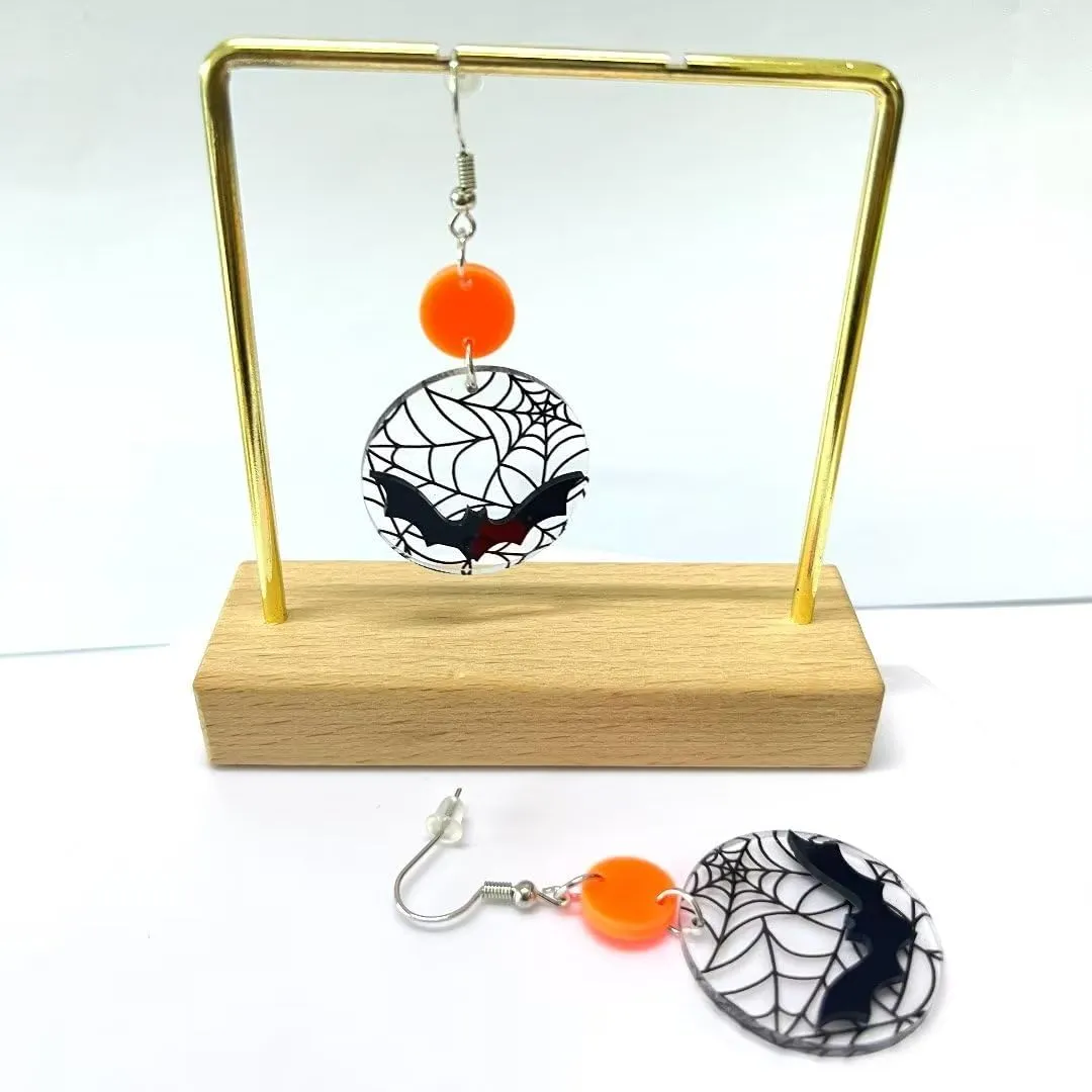 Zian Halloween Earrings Bat Spider Web Earrings Acrylic Gothic Earrings Animal Earrings Halloween Jewelry