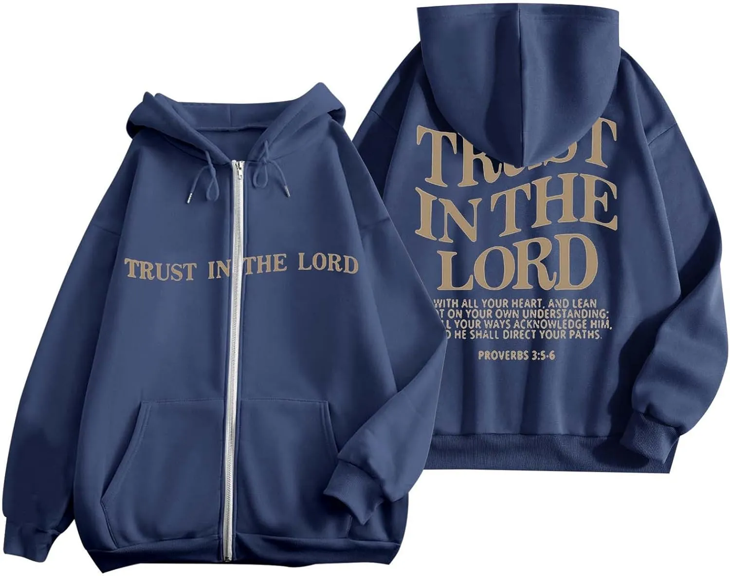 Zip Up Trust In The Lord Hoodies Anime for Women Y2K Fleece Lined Drawstring with Hood Jackets 2024 Thin Graphic Tops
