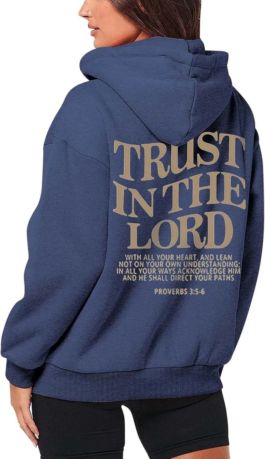 Zip Up Trust In The Lord Hoodies Anime for Women Y2K Fleece Lined Drawstring with Hood Jackets 2024 Thin Graphic Tops