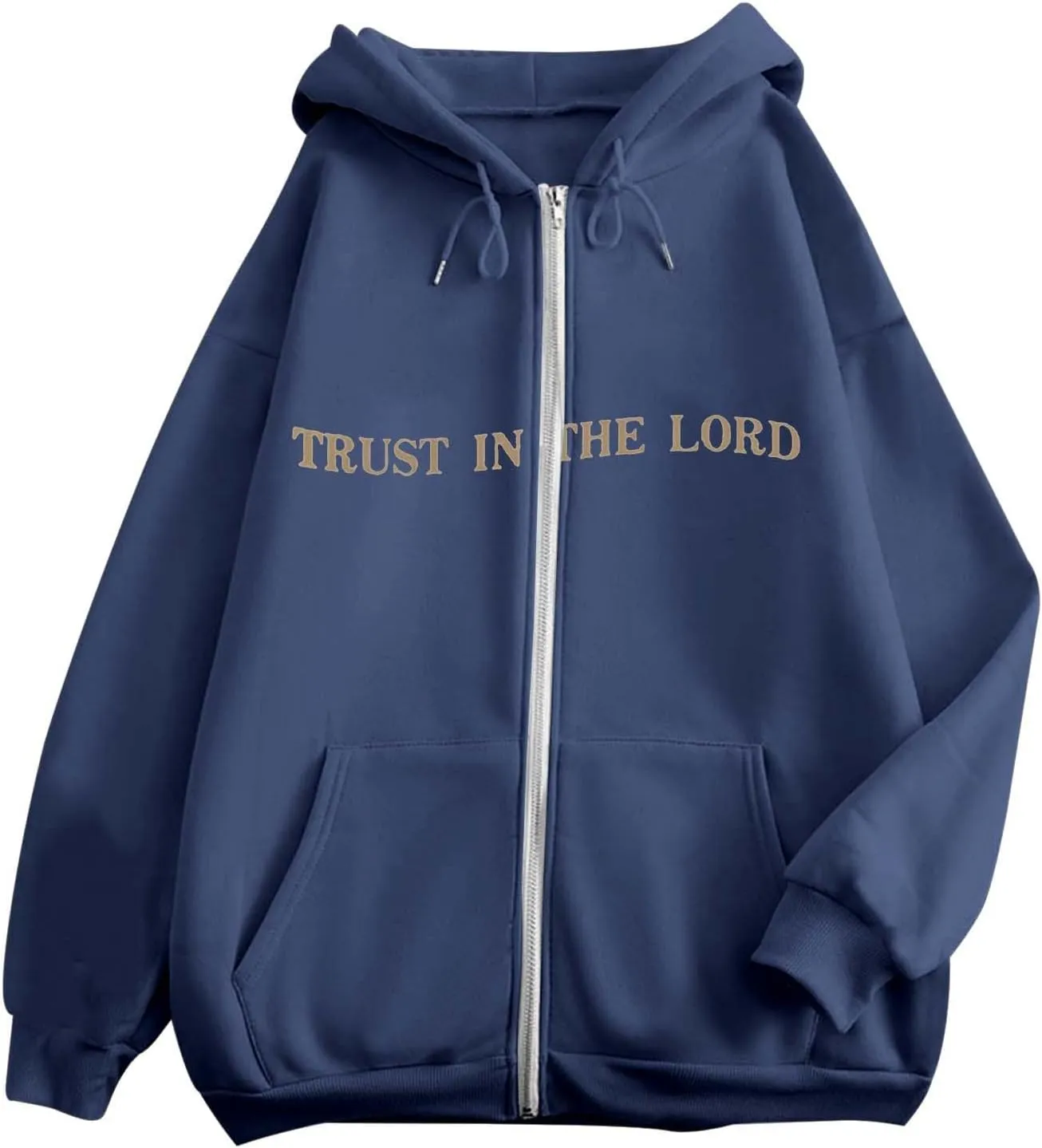 Zip Up Trust In The Lord Hoodies Anime for Women Y2K Fleece Lined Drawstring with Hood Jackets 2024 Thin Graphic Tops